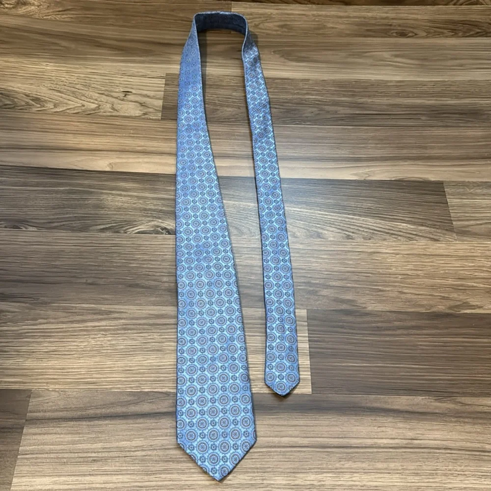 Brooks Brothers Silk Ice Blue Brown Textured Geometric Tie NWT